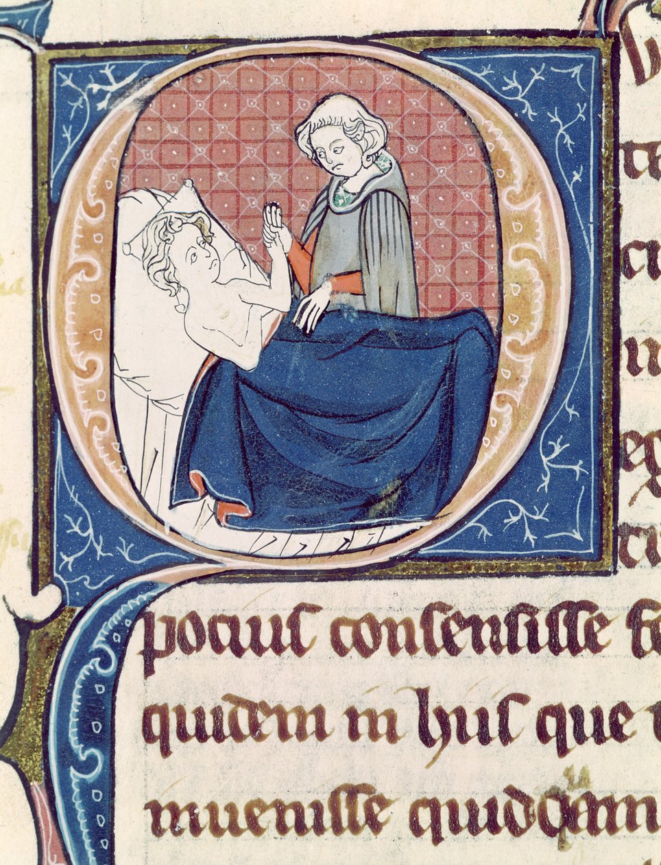 Ms 1003 f.185v Examining a Patient, teoksesta Oeuvres de Galien, kirjoittaja Claudius Galenus (n. 130-n. 201) tekijältä French School