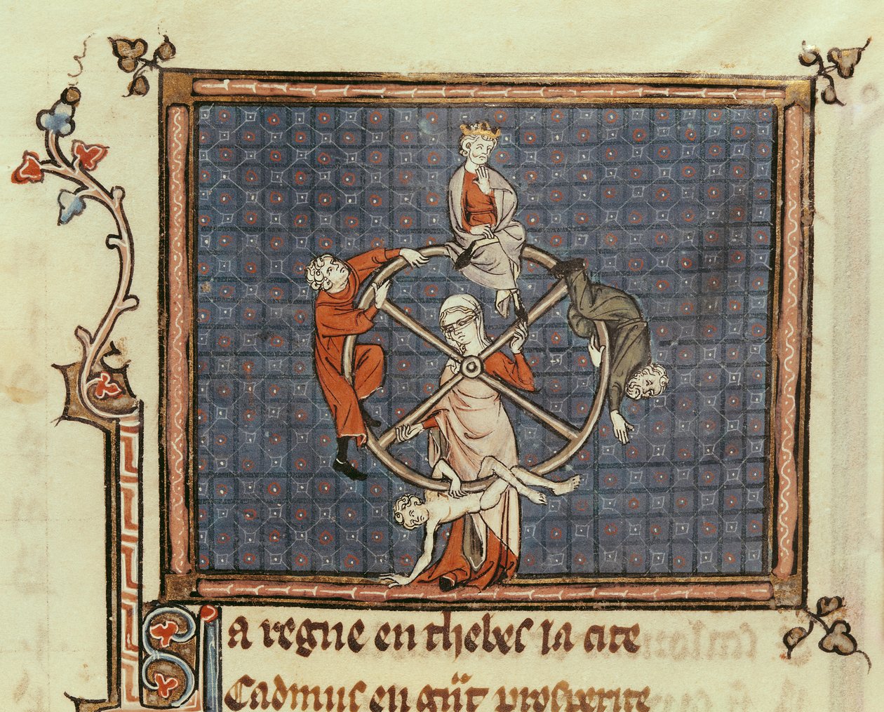 Ms 1044 Fol.74 The Wheel of Fortune, Ovide Moralisesta kirjoittanut Chretien Legouais tekijältä French School