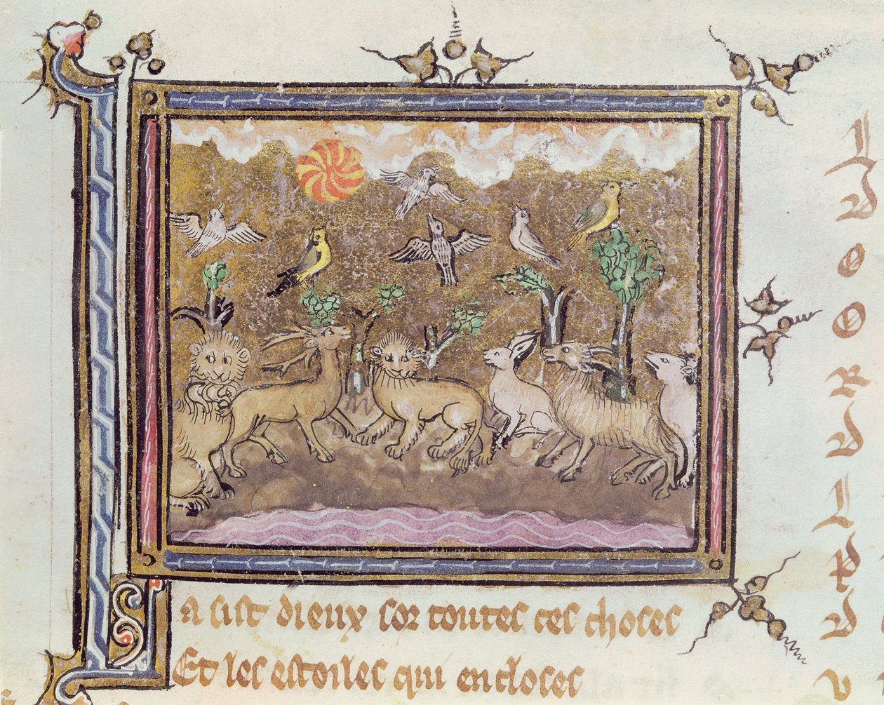 Ms 1044 fol.18 The Creation of the Animals, Ovide Moralisesta kirjoittanut Chretien Legouais tekijältä French School