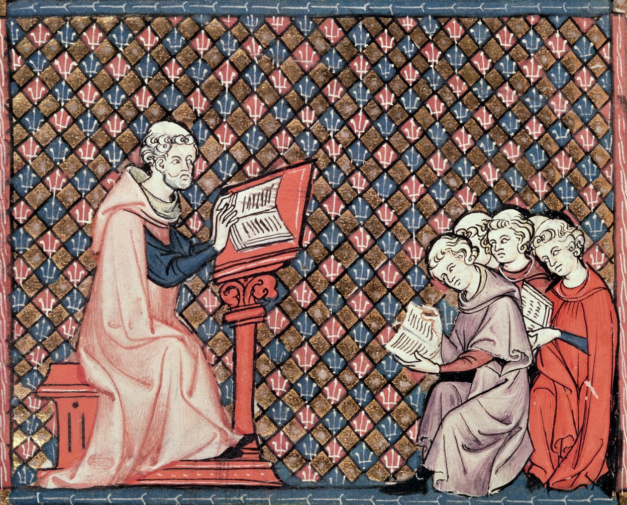 Ms 1044 fol.73v Filosofian oppitunti, Ovide Moralisesta kirjoittanut Chretien Legouis tekijältä French School