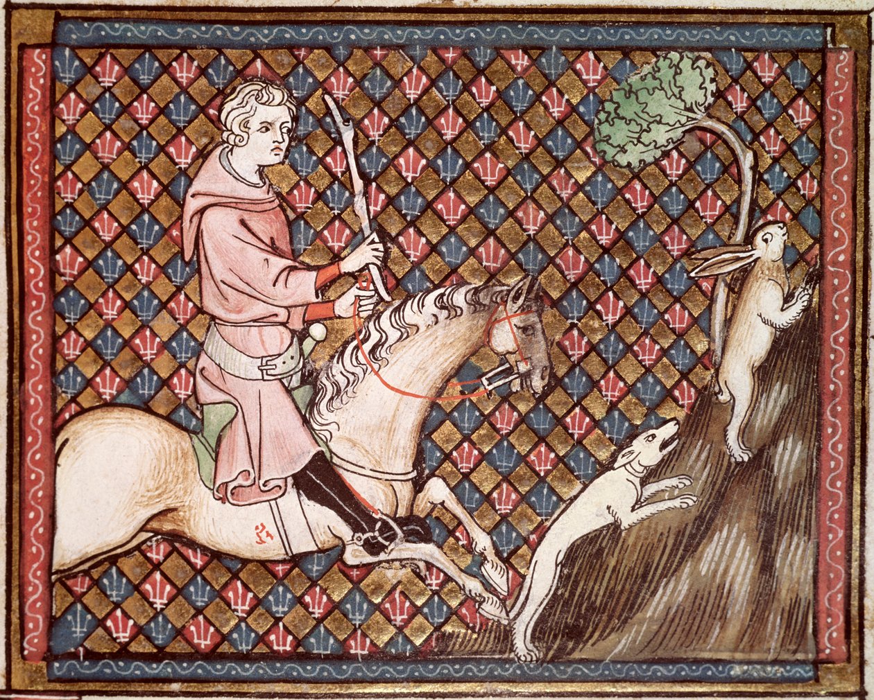 Ms 1044 fol.76 Metsästys Jänikset, Ovide Moralisesta kirjoittanut Chretien Legouais tekijältä French School