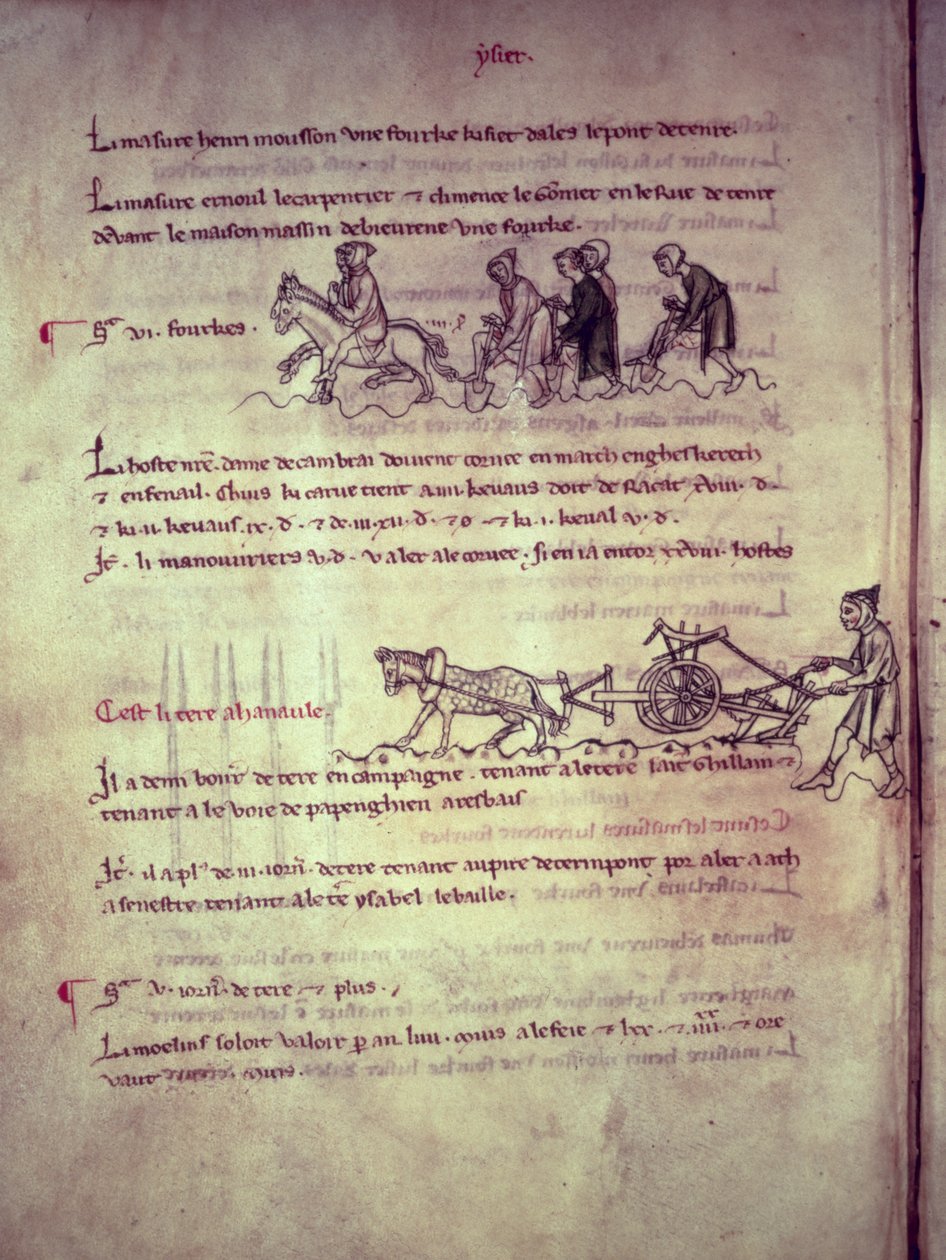Ms 1175 f.156v Labors, Old Rentier of Oudenaarde, 1291-1302 tekijältä French School