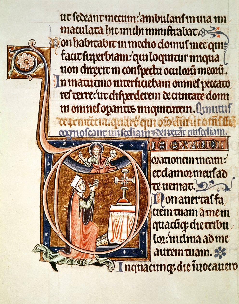 Ms 1186 f.122v Valaistu sivu, St. Louisin ja Kastilian Blanchen psalteri, 1225-1250 tekijältä French School