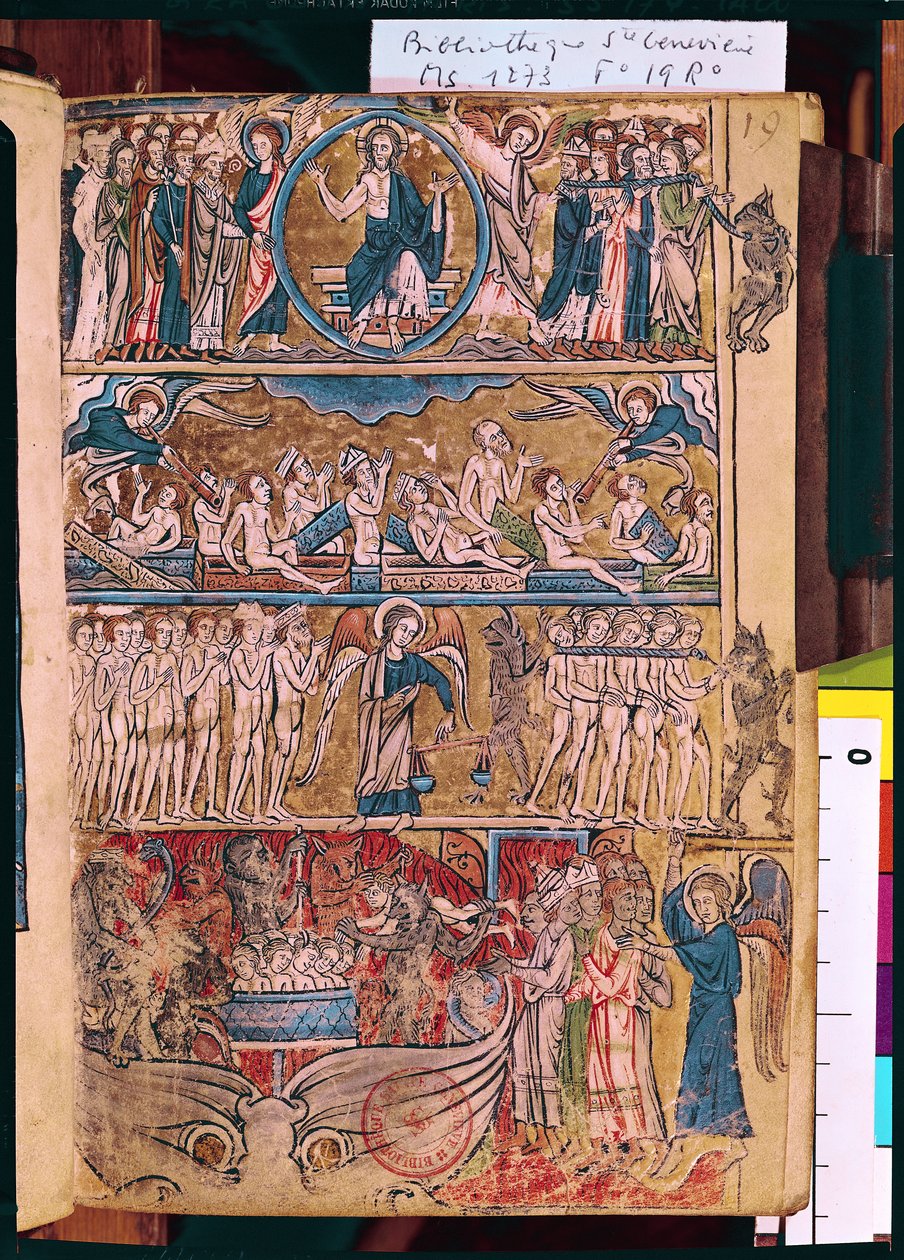 Ms 1273 f.19r The Last Judgement, psalterista tekijältä French School