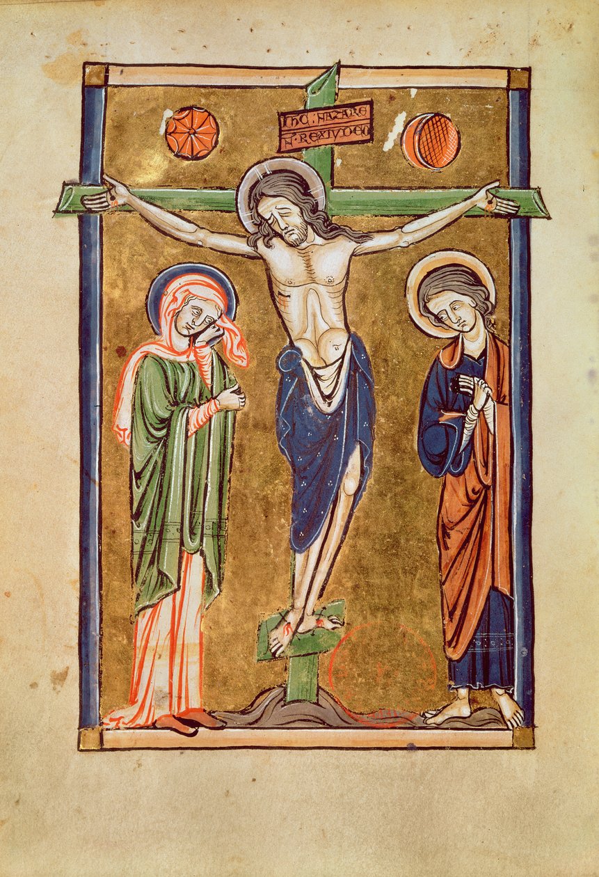 Ms. 1273 fol.14v Ristiinnaulitseminen, kuvitus psalterista tekijältä French School