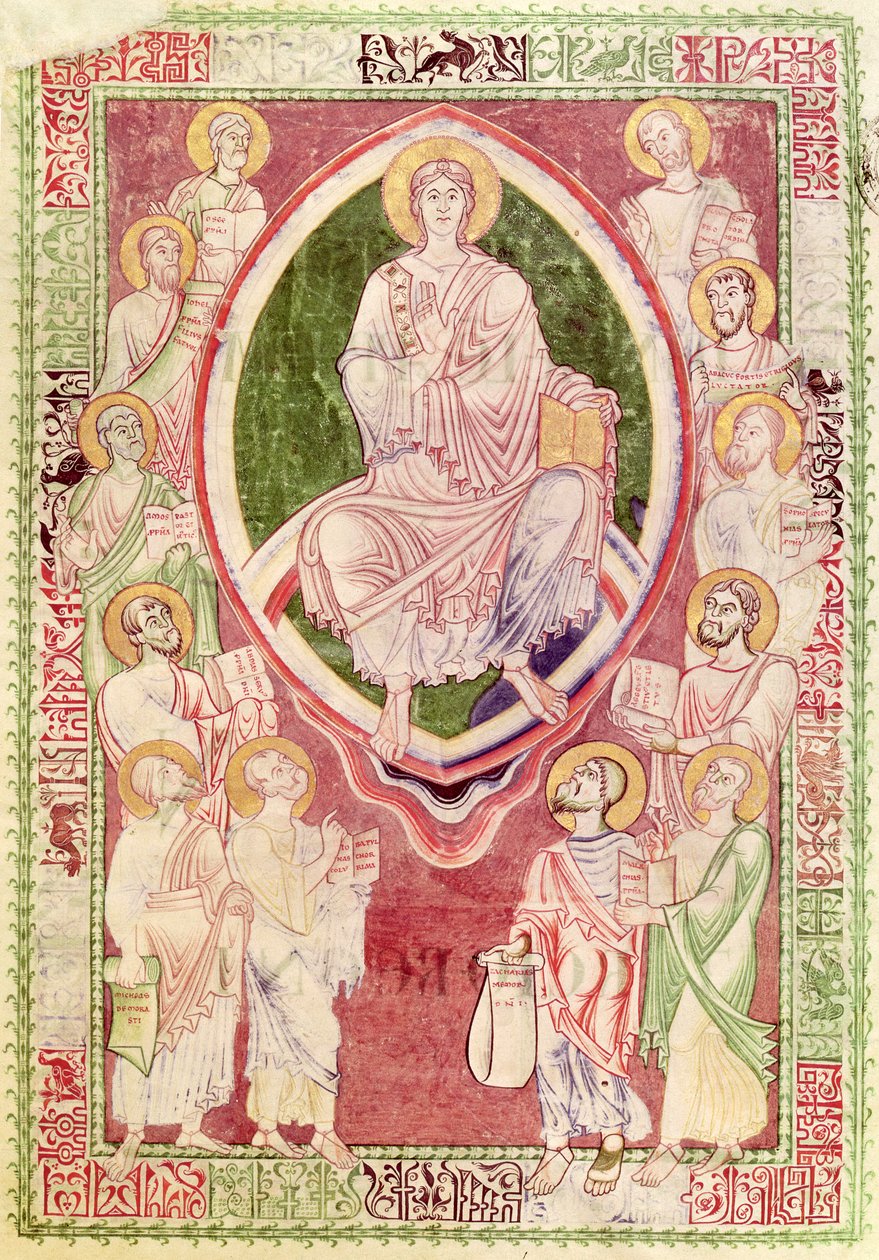 Ms 132 fol.2r Kristus kahdentoista pienemmän profeetan kanssa, St. Jerome