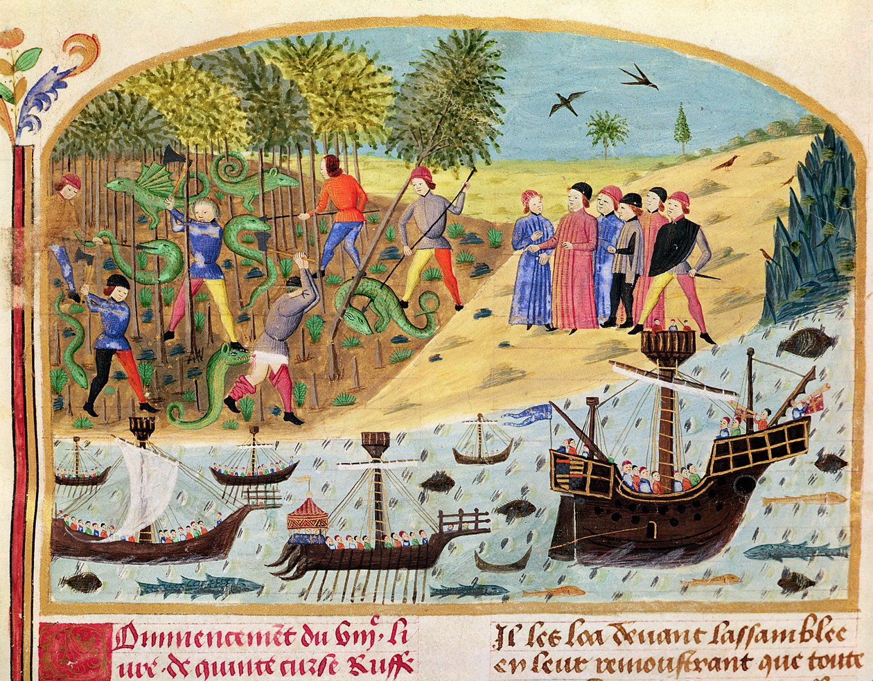 Ms 1335 f.180 Aleksanteri Suuren laivasto, Vie dAlexandre le Grandista tekijältä French School