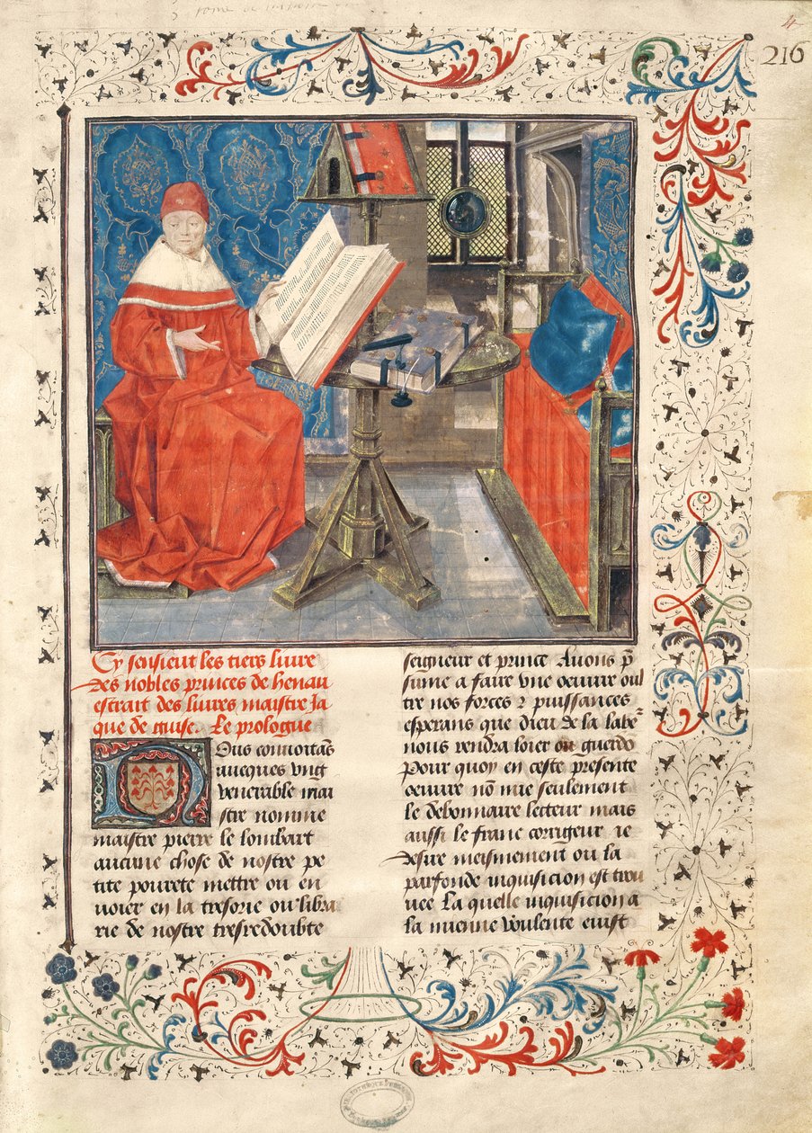 Ms 149 t.1 fol.4 Tekijän muotokuva, Histoire des Nobles Princes de Hainaut