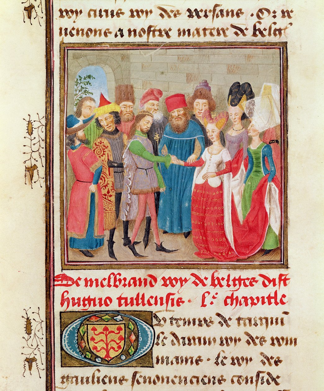 Ms 149 t.1 fol.95 Avioliittokohtaus, Histoire des Nobles Princes de Hainaut