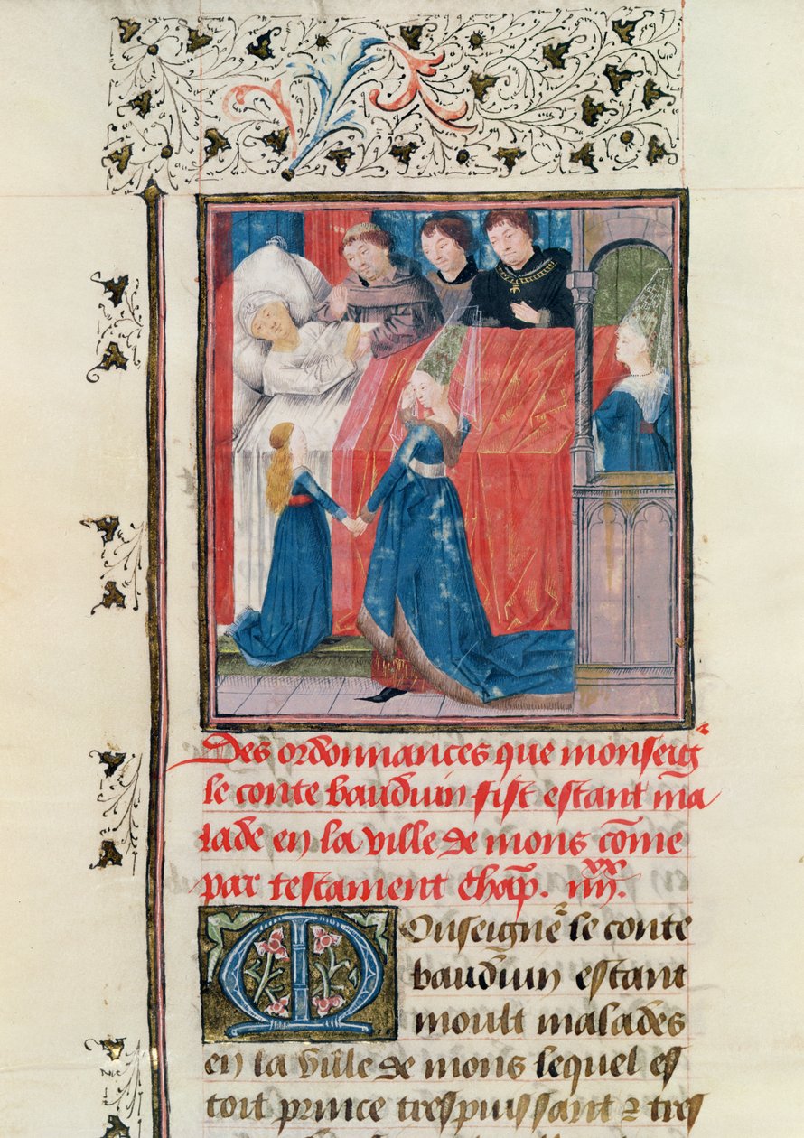 Ms 149 t.3 fol.163 Hainaultin kreivi Baldwin V:n lopullinen sairaus tekijältä French School