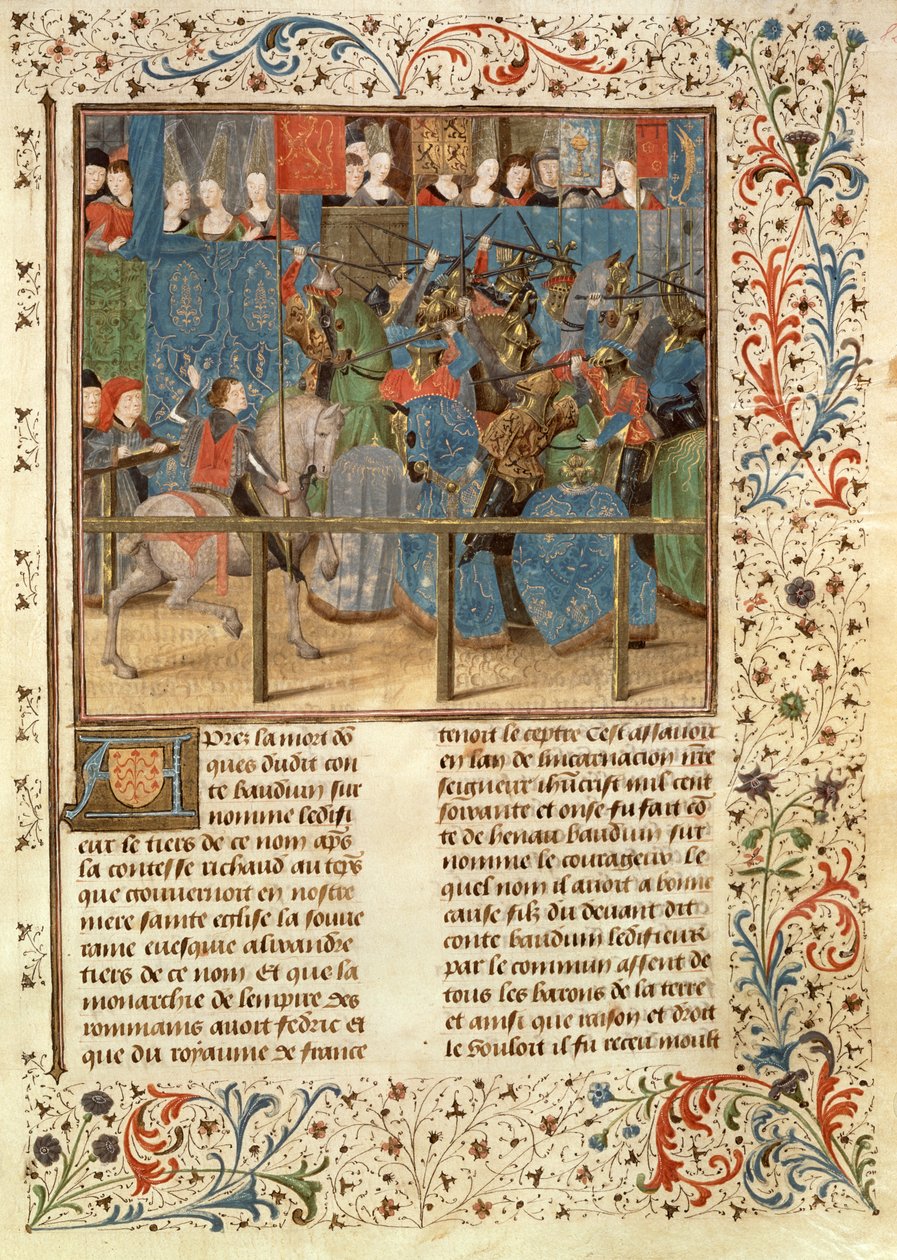 Ms 149 t.3 fol.82 Turnauskohtaus, Histoire des Nobles Princes de Hainaut