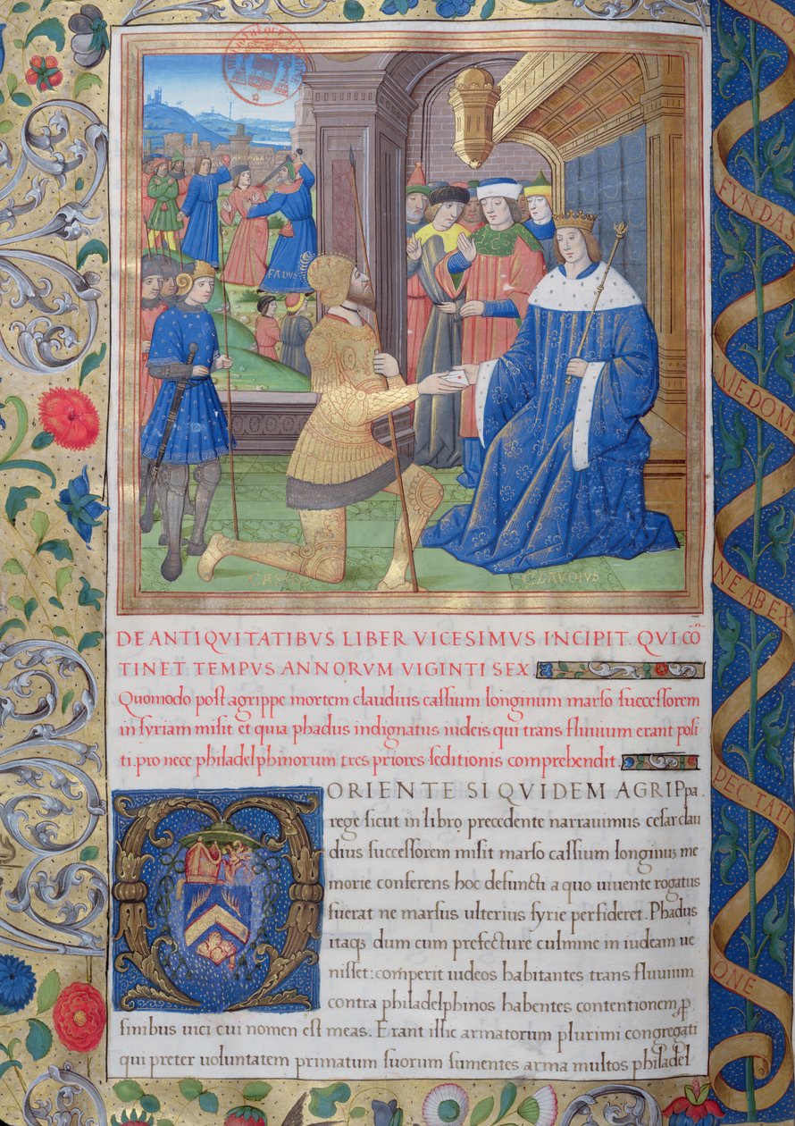 Ms. 1581 f. 897v Kuvitus kirjasta XX (Fadus the Procuratorista Florukseen), Flavius Josephuksen juutalaisten antiikin (Antiquitates Judaicae) luvusta 1 - Miten Agrippan kuoleman jälkeen, tekijältä French School