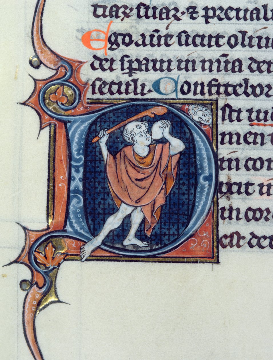 Ms 15 fol.236v Tyhmä pitelee kiveä ja sauvaa tekijältä French School