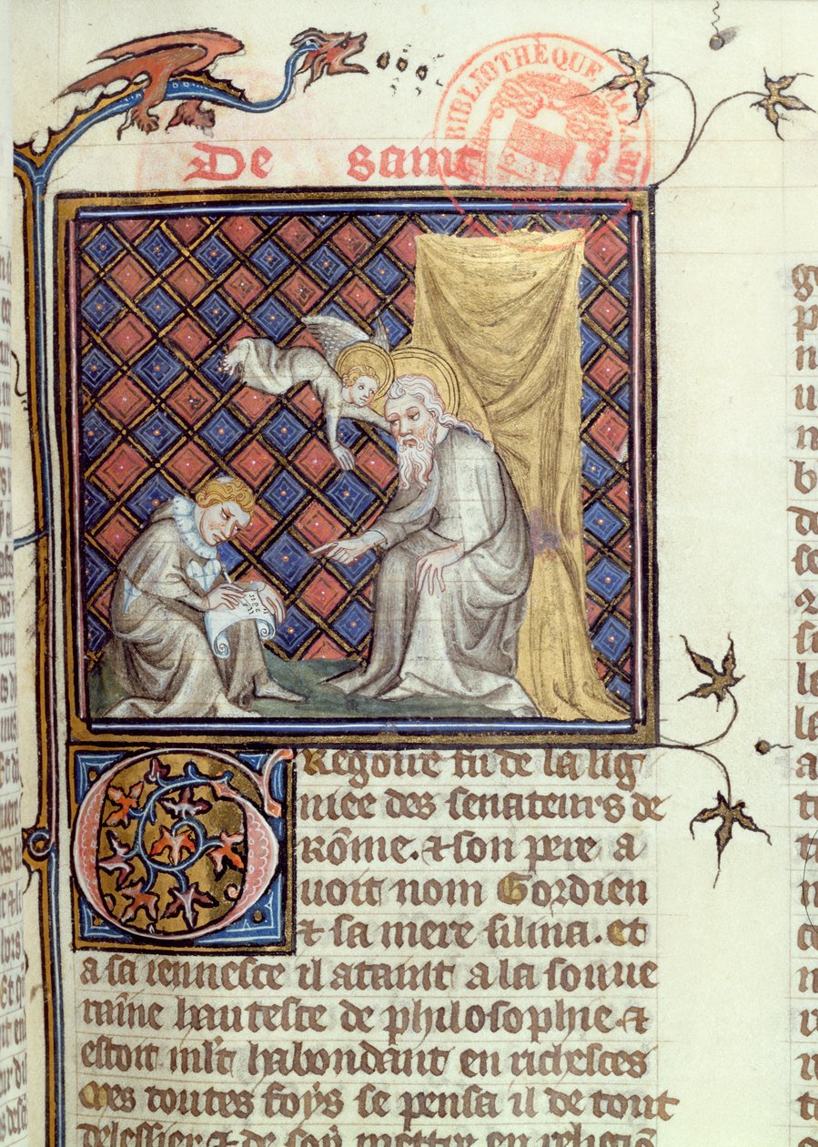 rouva 1729 Gregory, Jacques de Voraginen legendasta Kultaisten pyhien legenda, n. 1370 tekijältä French School