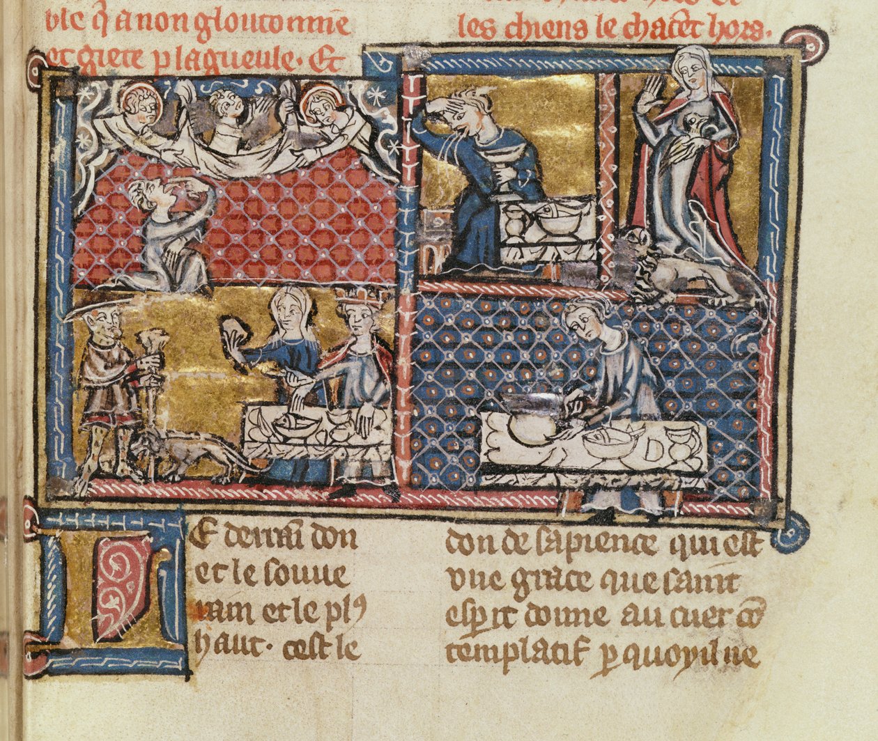 Ms 1895 fol.149 Sivu kirjasta Ranskan paheita ja hyveitä vastaan tekijältä French School