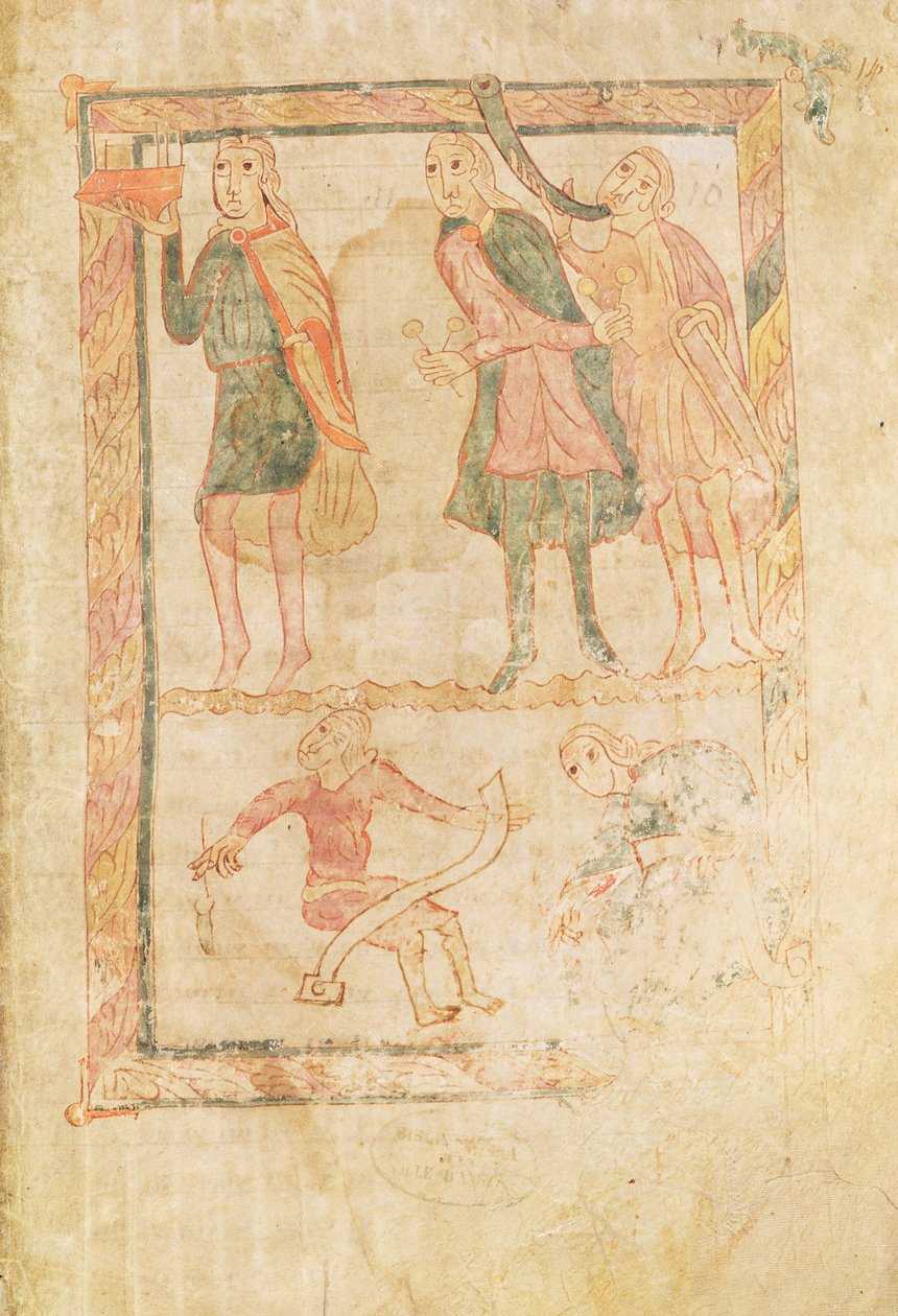 Ms 18 fol.14 Daavidin akolytit, psalterista tekijältä French School