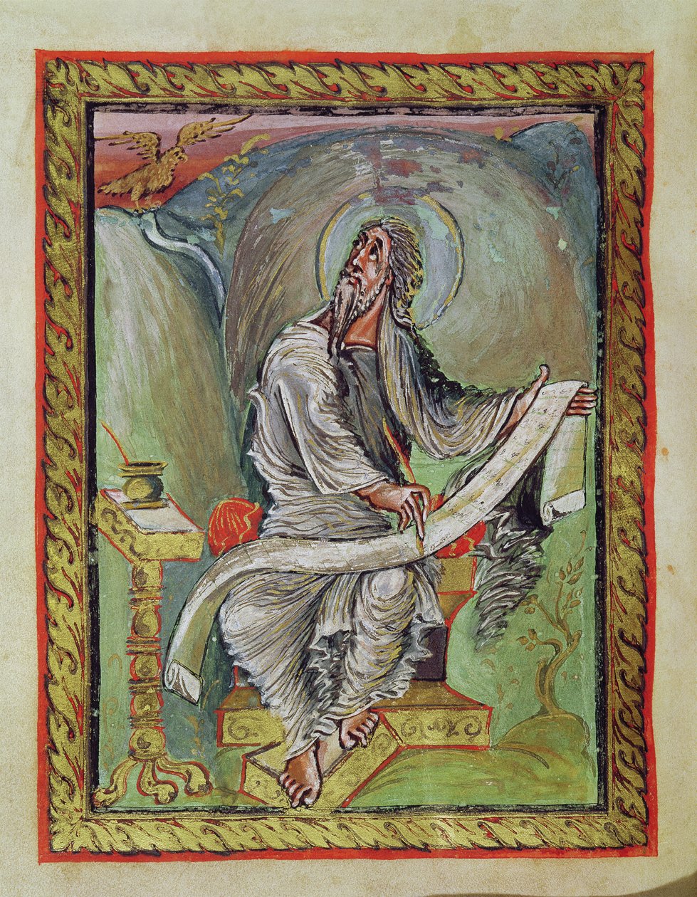 Ms 1 fol.135v St. John the Evankelista, Ebbo Gospels, n.816-835 tekijältä French School