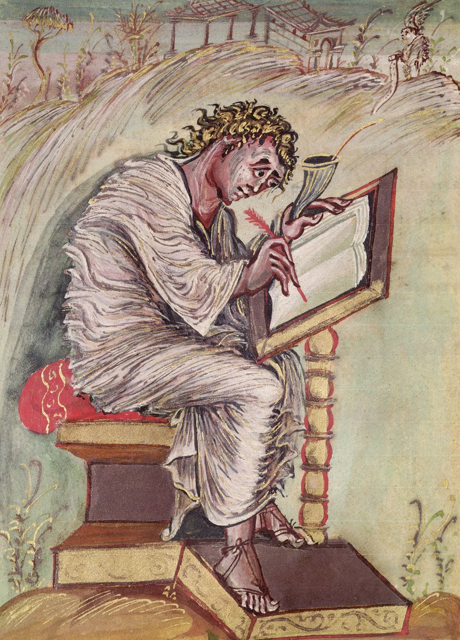 Ms 1 fol.18v St. Matthew, Ebbo Gospels, n.816-835 tekijältä French School
