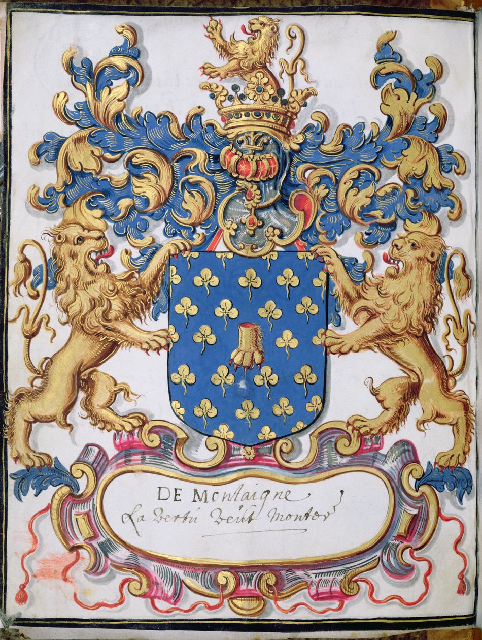 Ms 2151, fol.lv Michel Eyquem de Montaignen (1533-92) vaakuna tekijältä French School