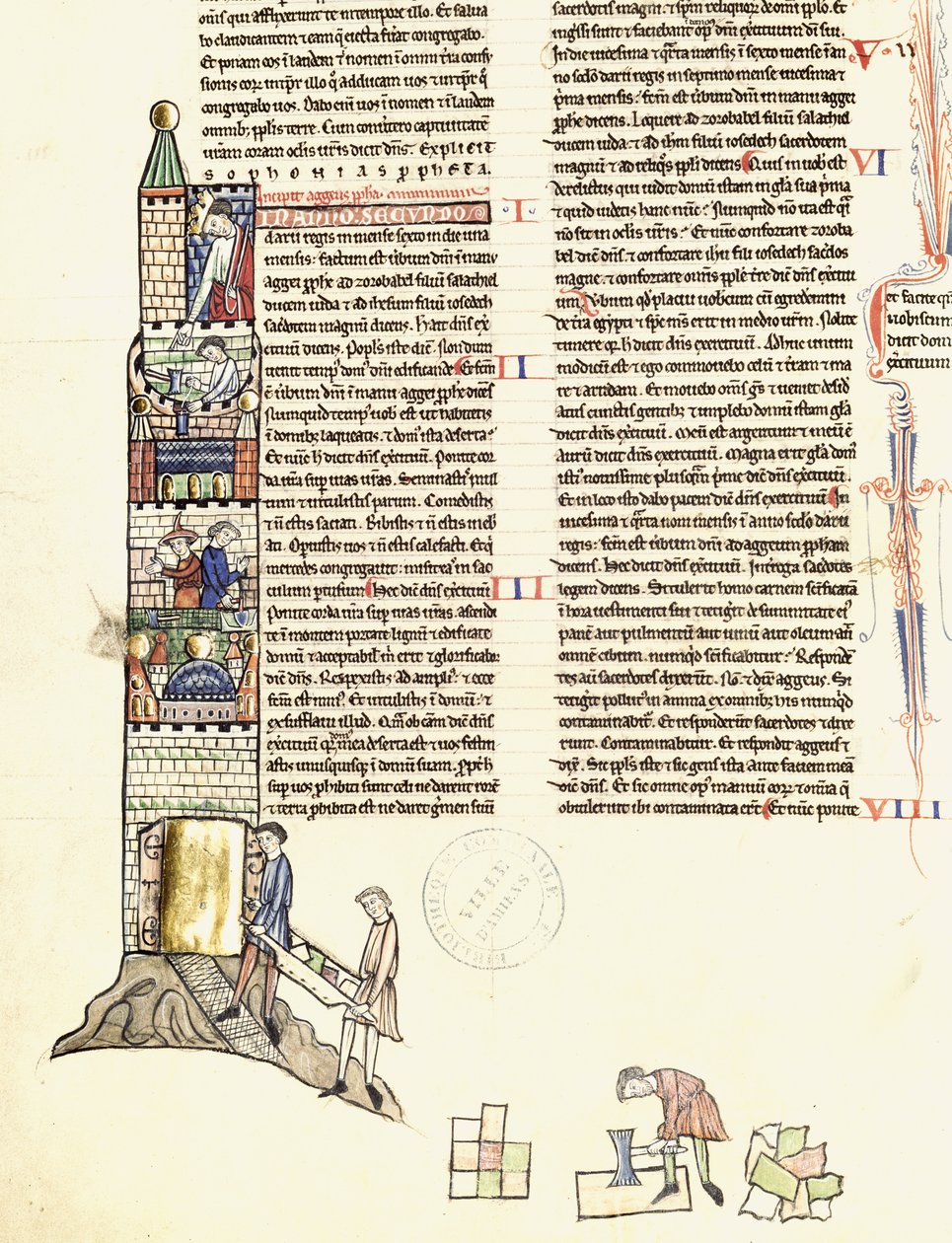 Ms 21 f.167v Tornin rakentaminen tekijältä French School