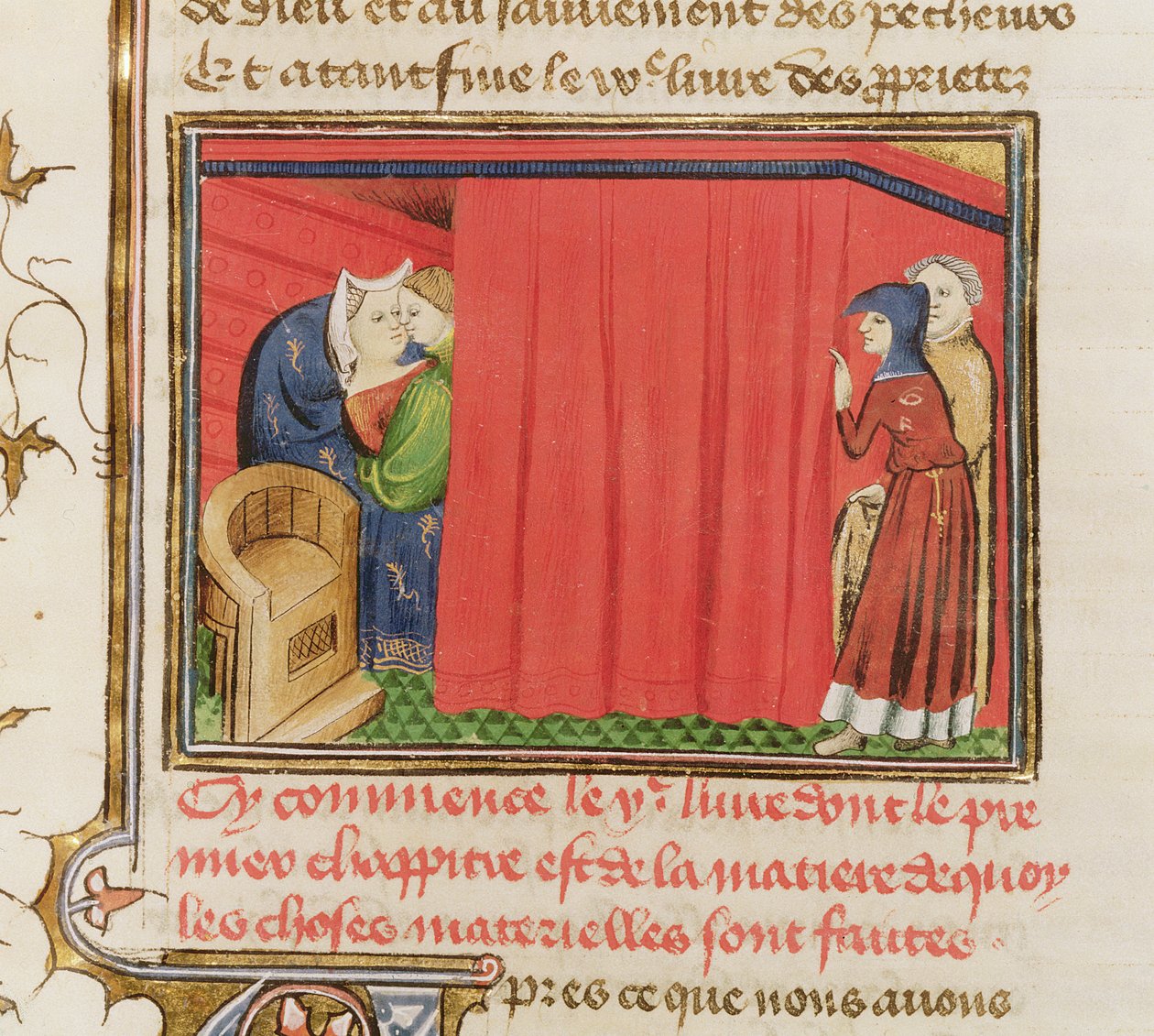 Ms 22531 Pariskunta sängyssä, Barthelemy langlaisin teoksesta The Book of Properties of Things, n. 1410-15 tekijältä French School