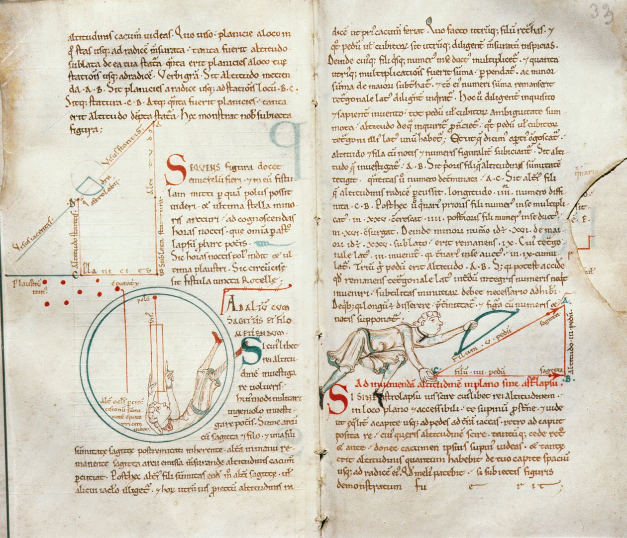 Ms 235 f.32 & 33 Geometry, Traite dAstronomie tekijältä French School