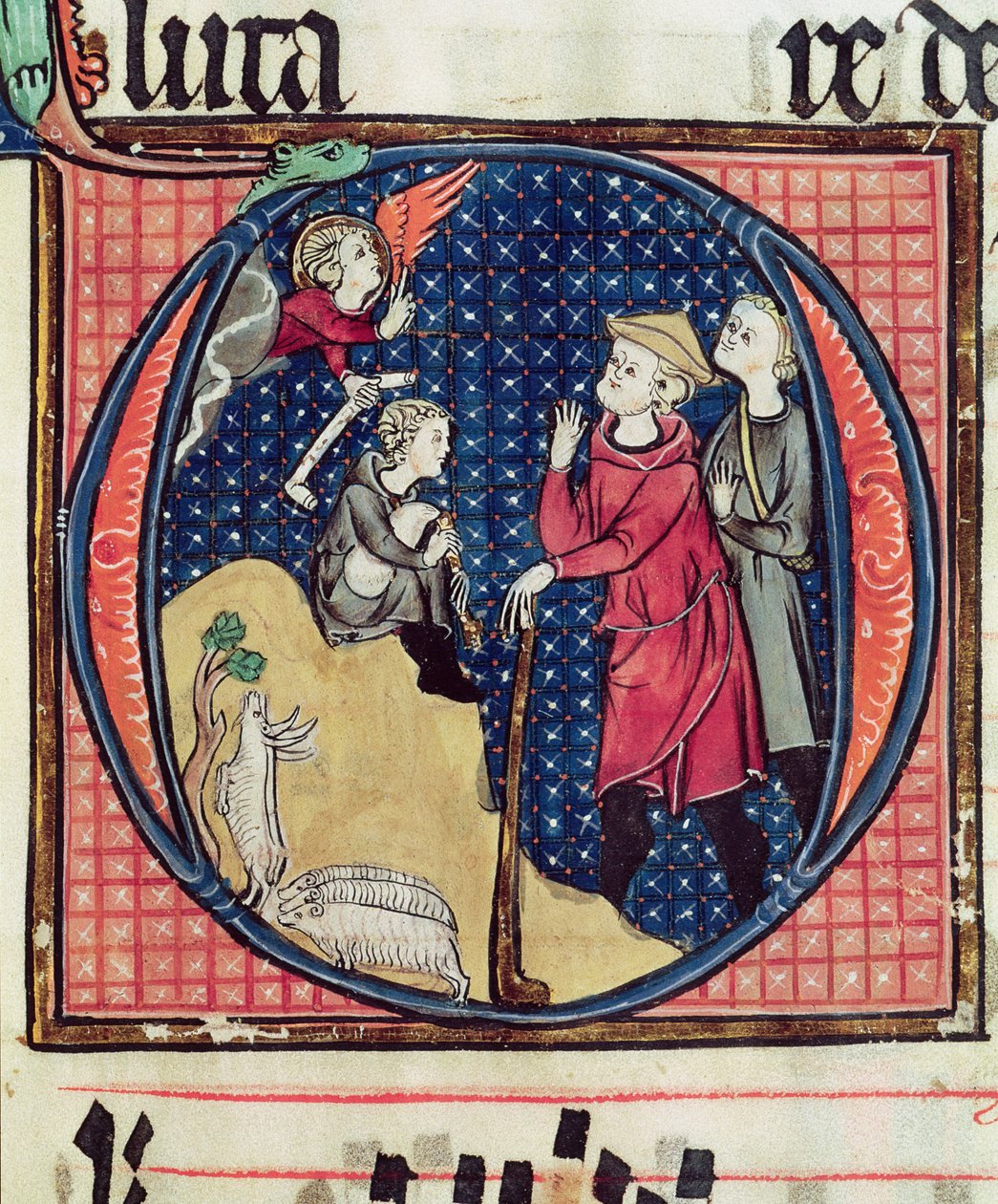Ms 240 fol.16 Ilmoitus paimenille, antifonaalista, 1257 tekijältä French School
