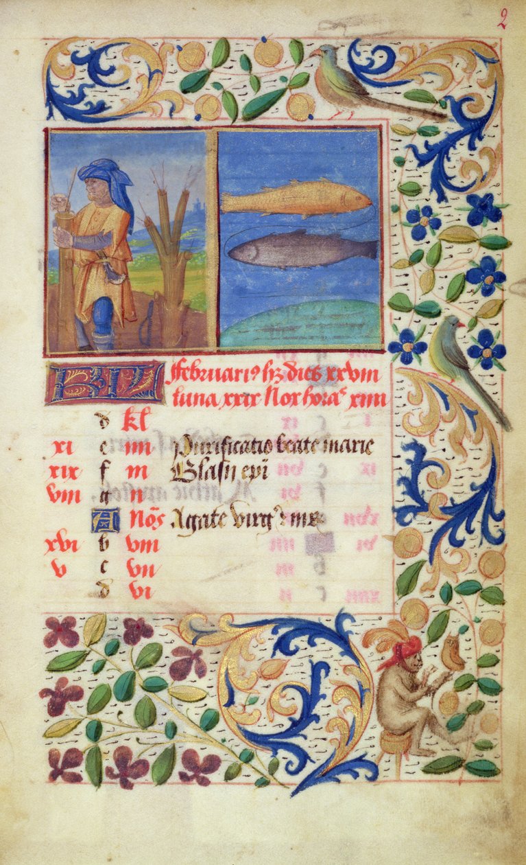 Ms 2697 helmikuun kalenteri, Heures de Notre Dame tekijältä French School