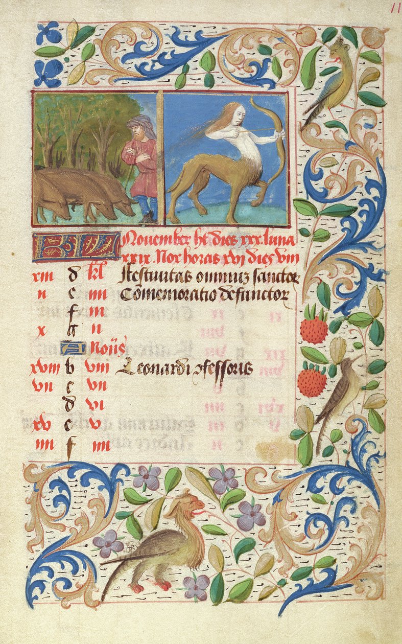 Ms 2697 kalenteri marraskuulle, Heures de Notre Dame tekijältä French School