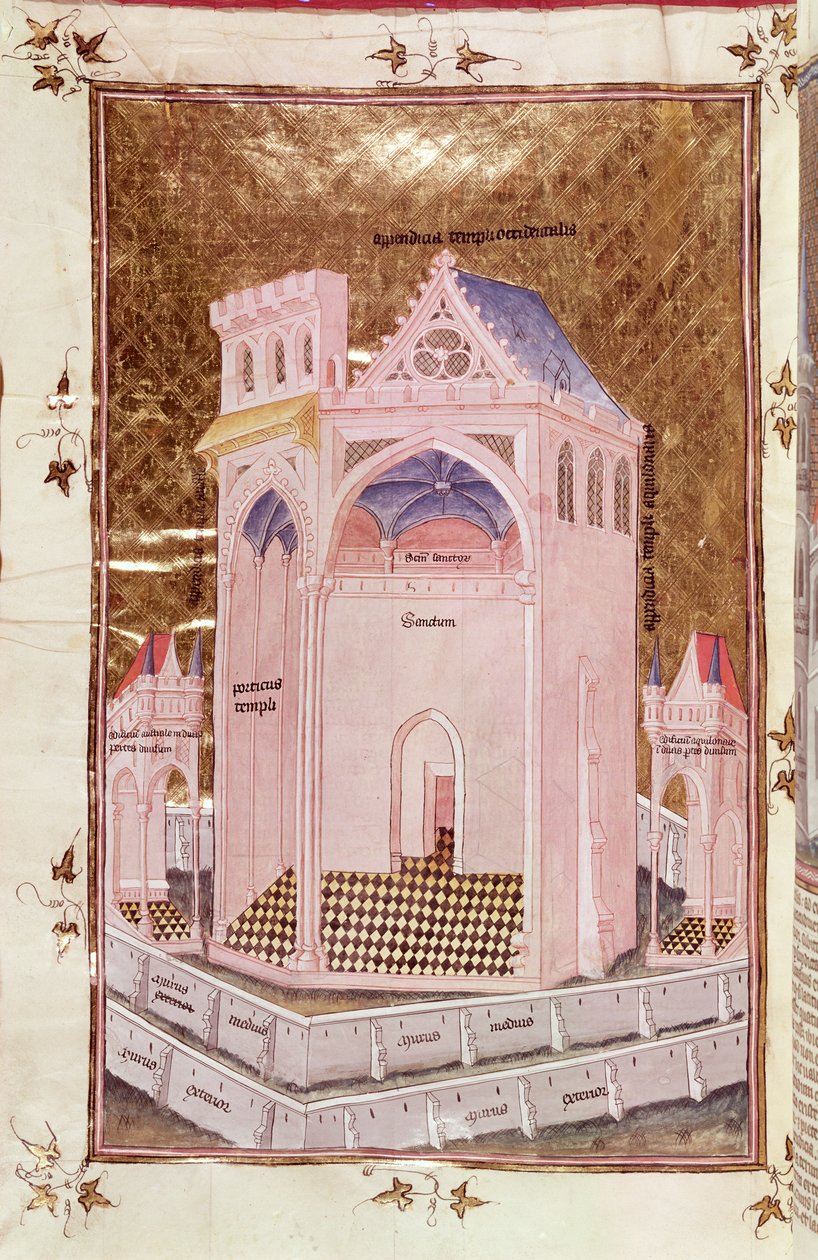 Ms 292 Tome 3 fol.214v Jerusalemin temppeli, Nicolas de Lyren kirjasta Postilles sur la Bible tekijältä French School