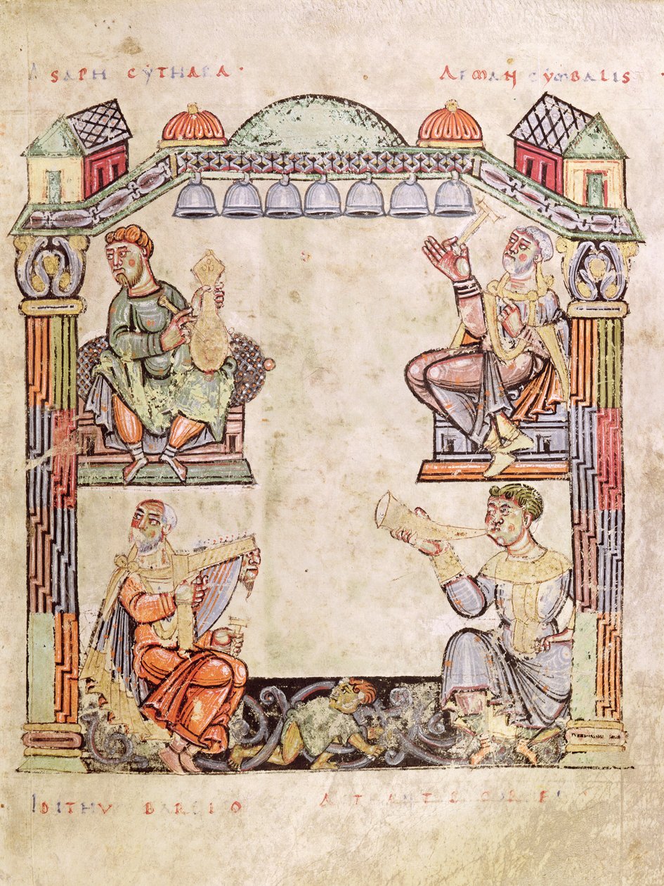 Ms 2 fol.11 (6) Neljä muusikkoa, kirjasta Tuntikirja tekijältä French School