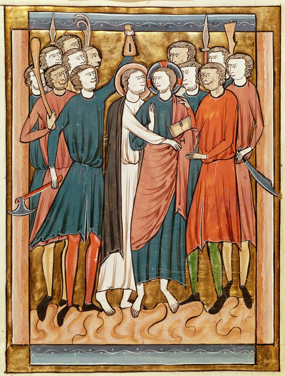 Ms 3016 fol.15v Juudaksen suudelma, Psautier a lUsage de Paris tekijältä French School