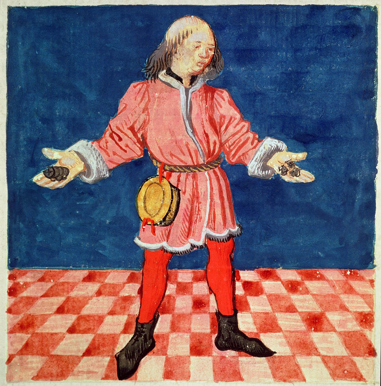 Ms. 3066 fol. 64v The Dice Thrower, Le Livre des echecs moralisesista, kirjoittanut Jacques de Cessoles tekijältä French School