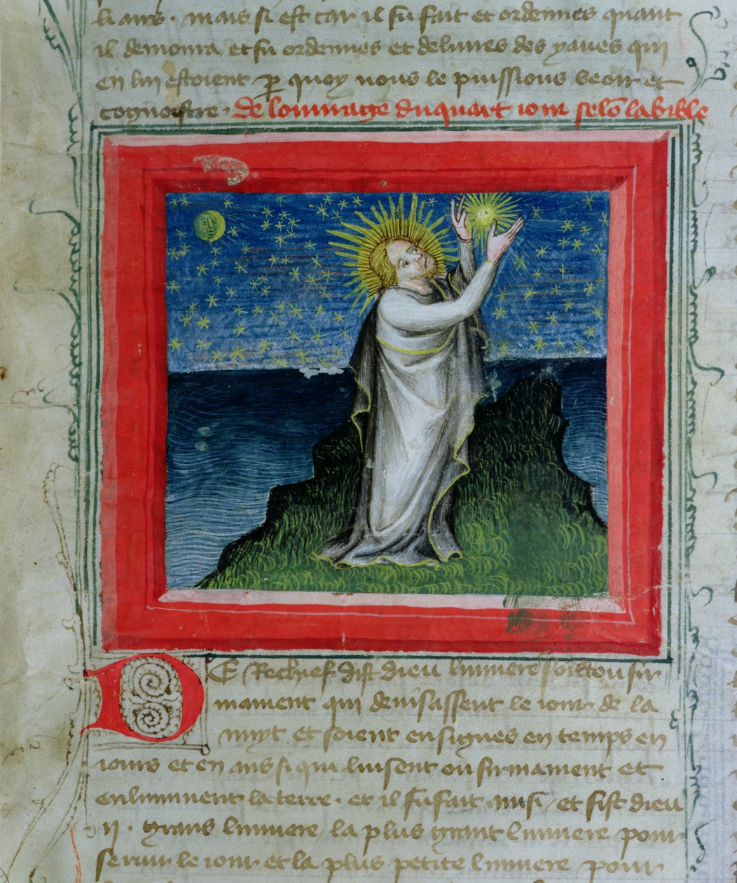 Ms 313 Jumala luo tähdet, Bible des Grands Augustins, 1494 tekijältä French School