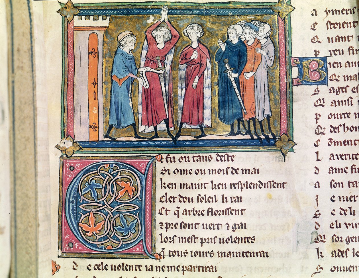 Ms 3142 fol.179 Ritarin aseistus, Recueil de Poesies Francaises, n. 1280-1290 tekijältä French School