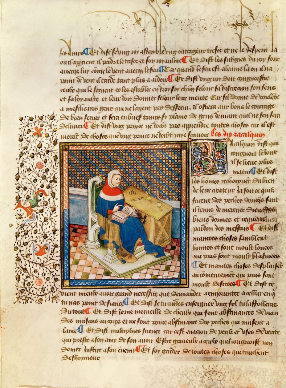 Ms 316 fol.3 Filosofi pöytänsä ääressä, Les Dits Moraux des Philosophes tekijältä French School