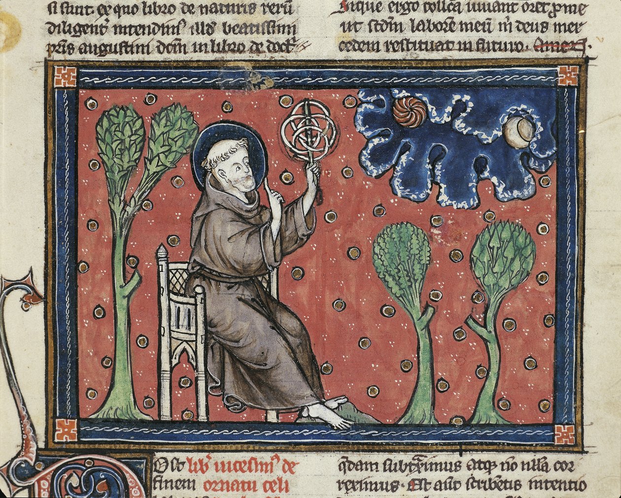 Ms 320 Fol.194v Astronomy, Thomas van Cantimpren (1201-72) teoksesta "De Natura rerum" (vellum) tekijältä French School