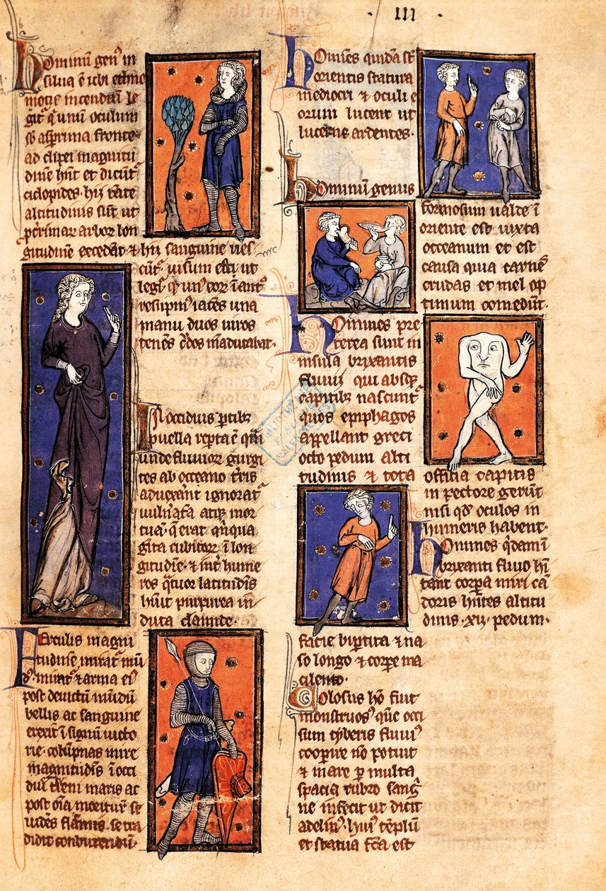 Ms 320 Fol.46r Monsters, Thomas van Cantimpren (1201-72) De Natura rerum -teoksesta (vellum) tekijältä French School