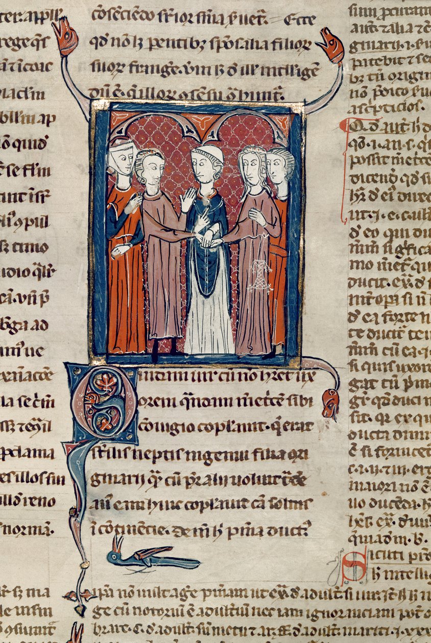 Ms 372 fol.168 A Marriage Scene, Decrets de Gratienista tekijältä French School