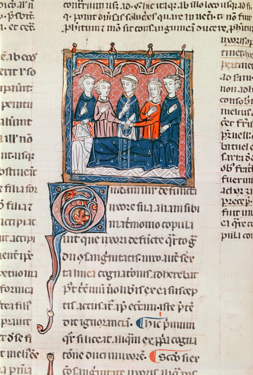 Ms 372 fol.243 Lesken avioliitto, Decrets de Gratien tekijältä French School