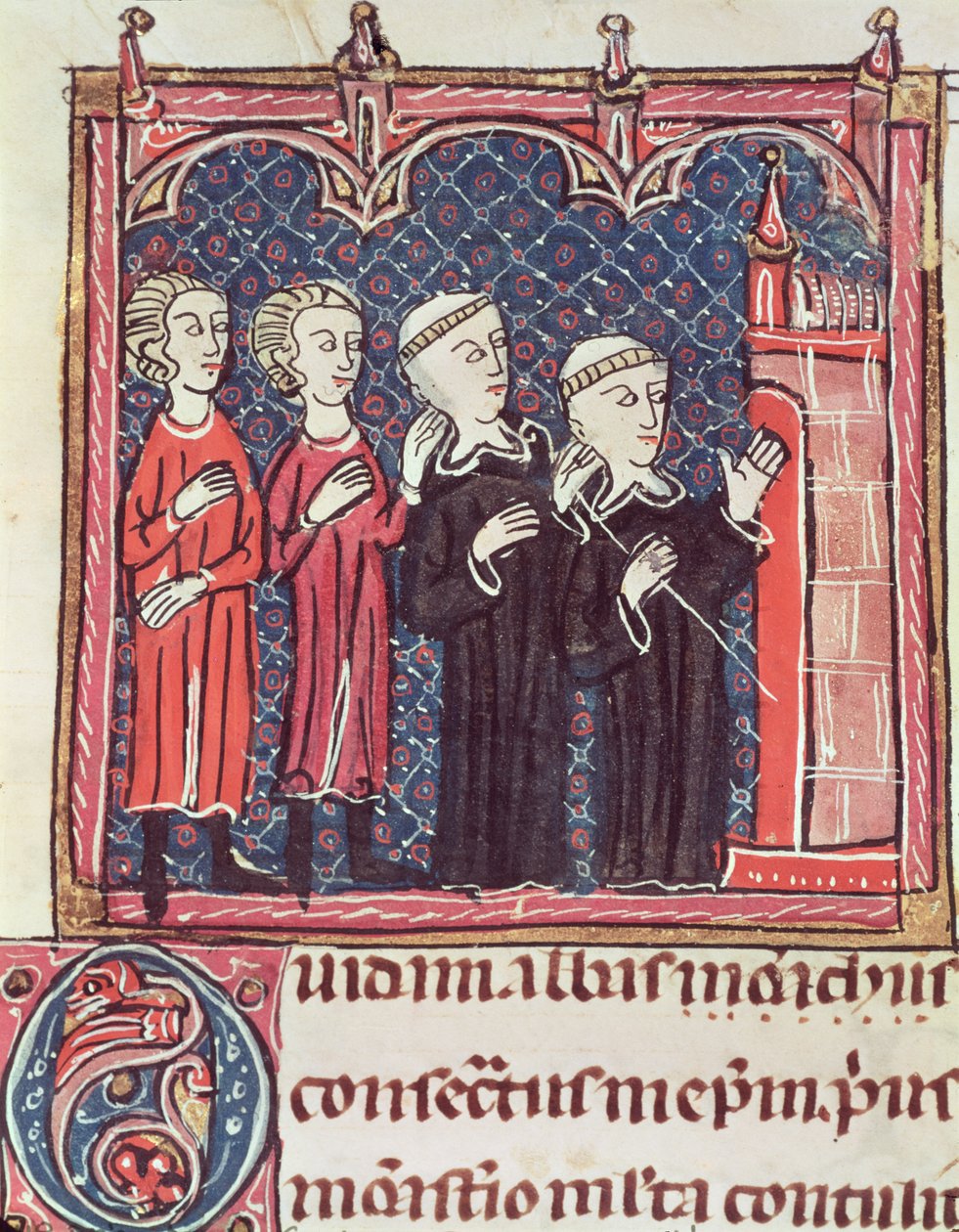 Ms 372 fol.47v Luostarin perusta, Decrets de Gratienilta tekijältä French School