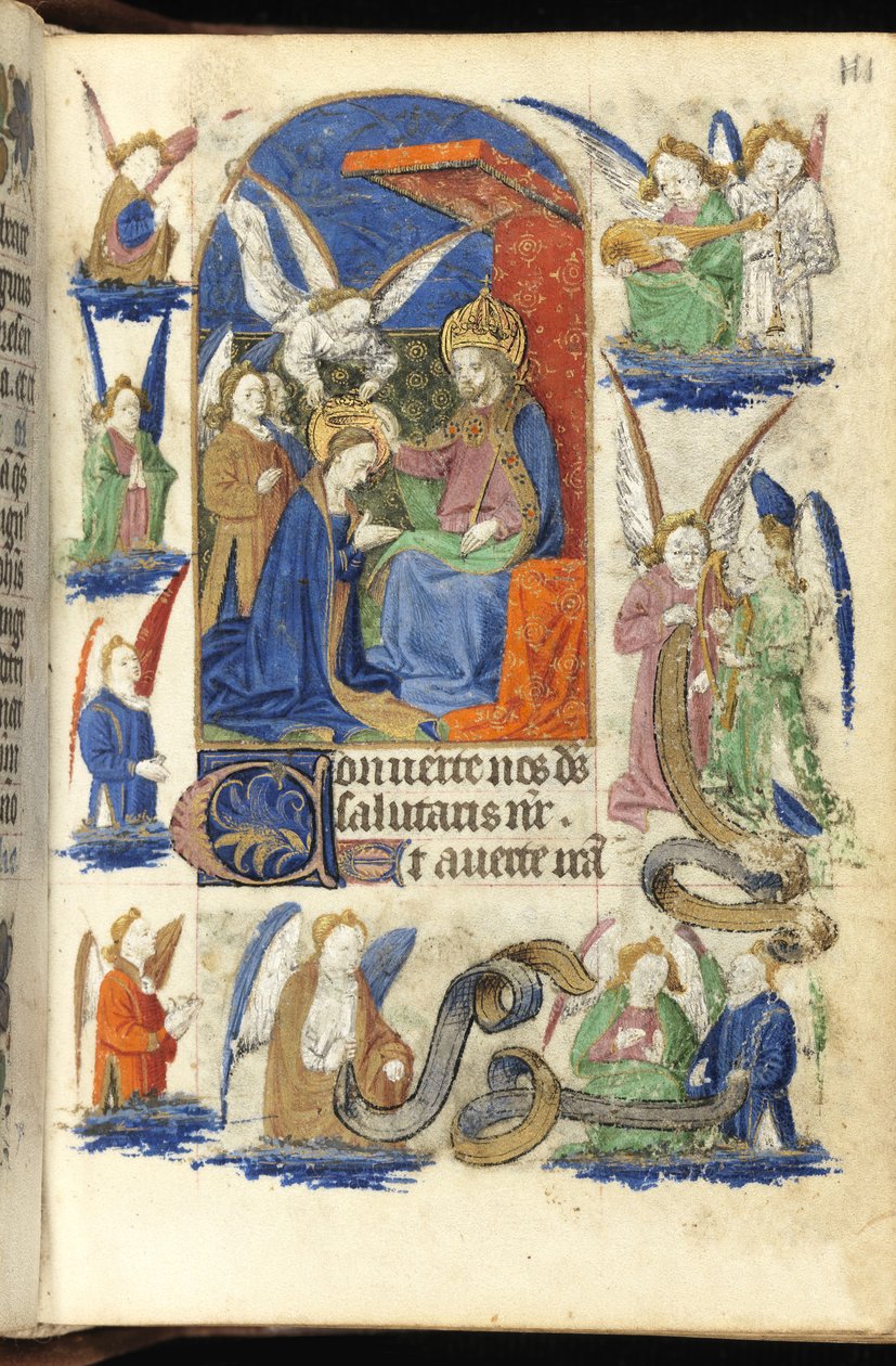 Ms 39-1950 f.111r Neitsyen kruunaus (vellum) tekijältä French School