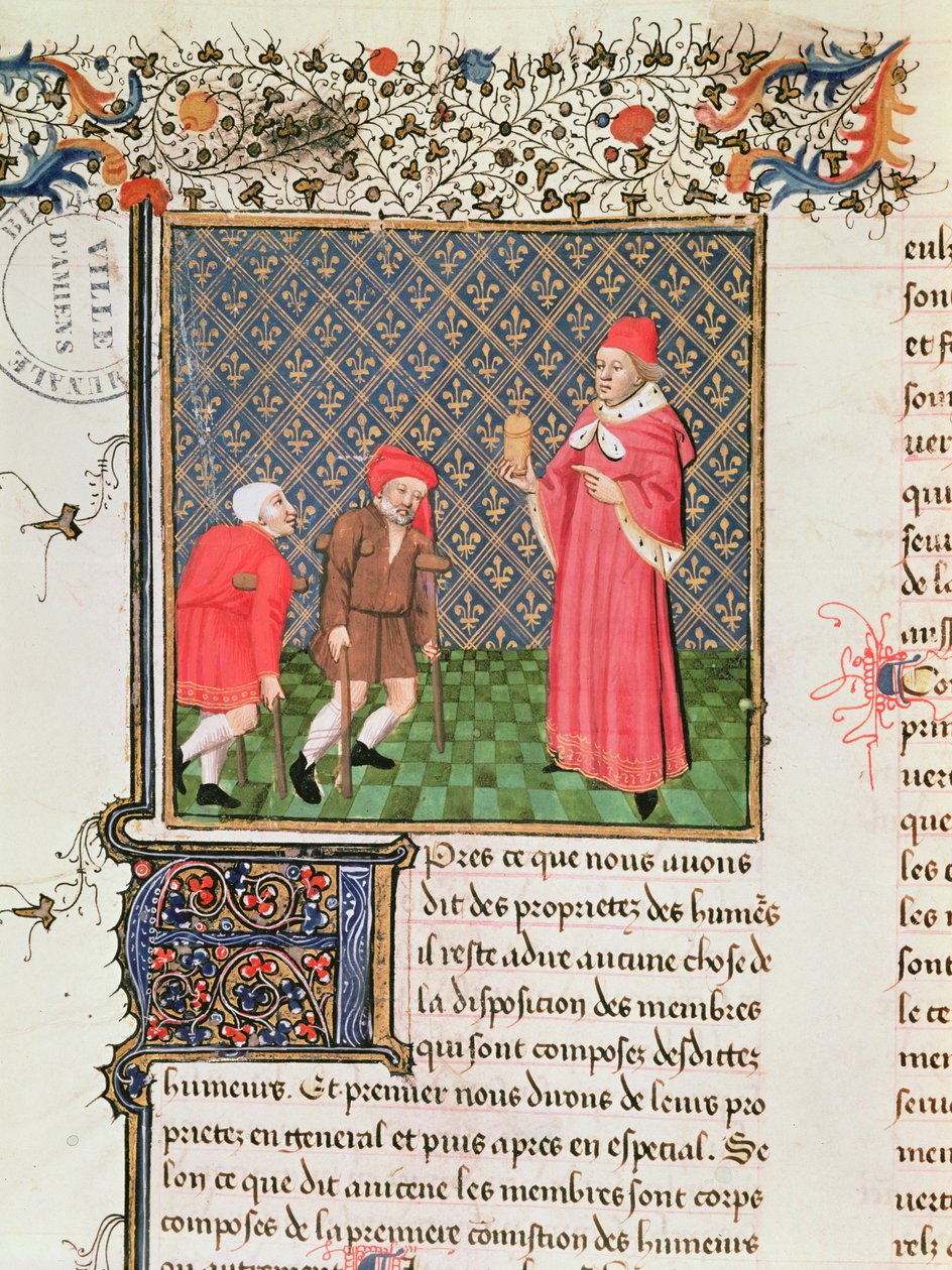 Ms 399 fol.35v Beggars, Barthelemy langlaisin teoksesta Book of the Properties of Things tekijältä French School