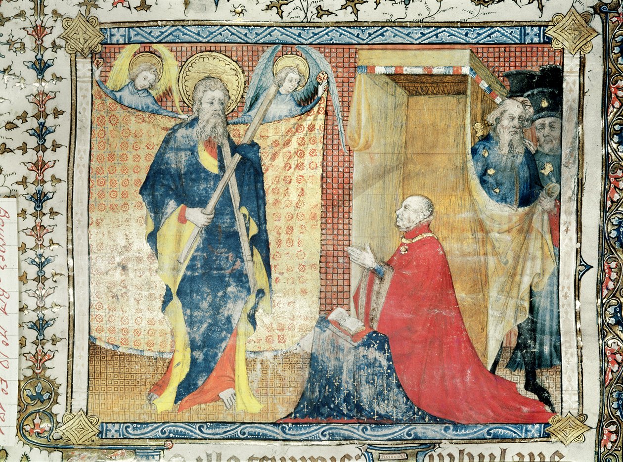 Ms 48 fol.181 Jean de France (1340-1416) Berryn herttua rukoilemassa St. Andrew