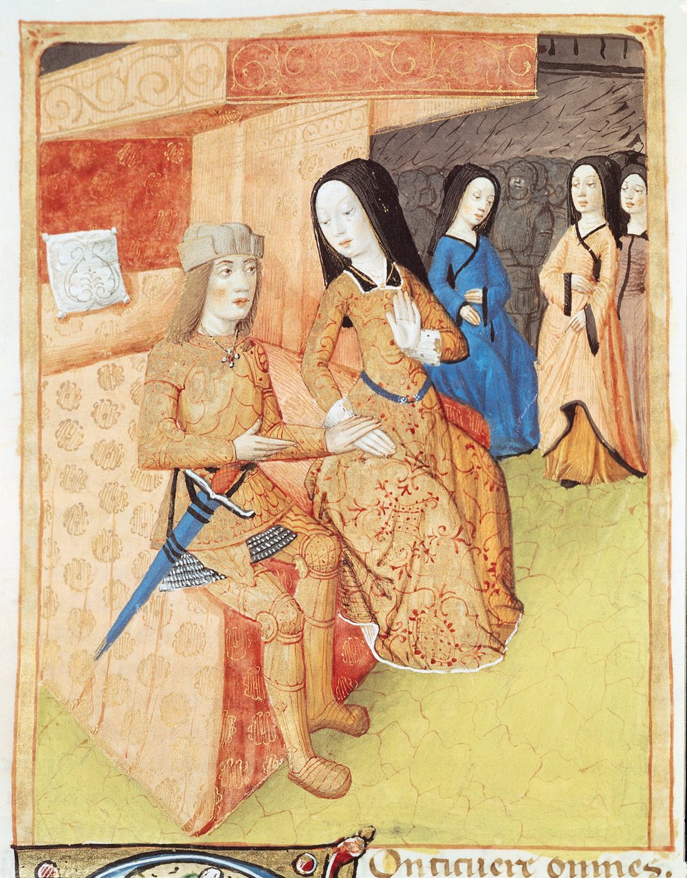 Ms 493 f.74v Aeneas ja Dido, Vergilius (70-19 eKr.) teoksista 1469 tekijältä French School