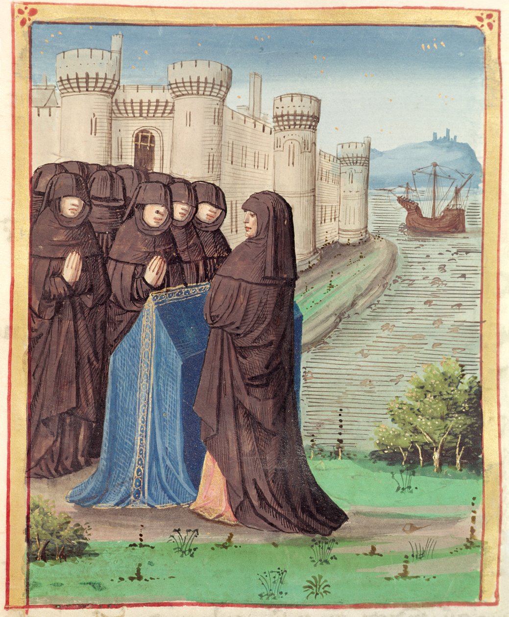 Ms 493 fol.142 Didos Funeral, Vergiliuksen Eneidistä Serviuksen kommentilla, 1469 tekijältä French School
