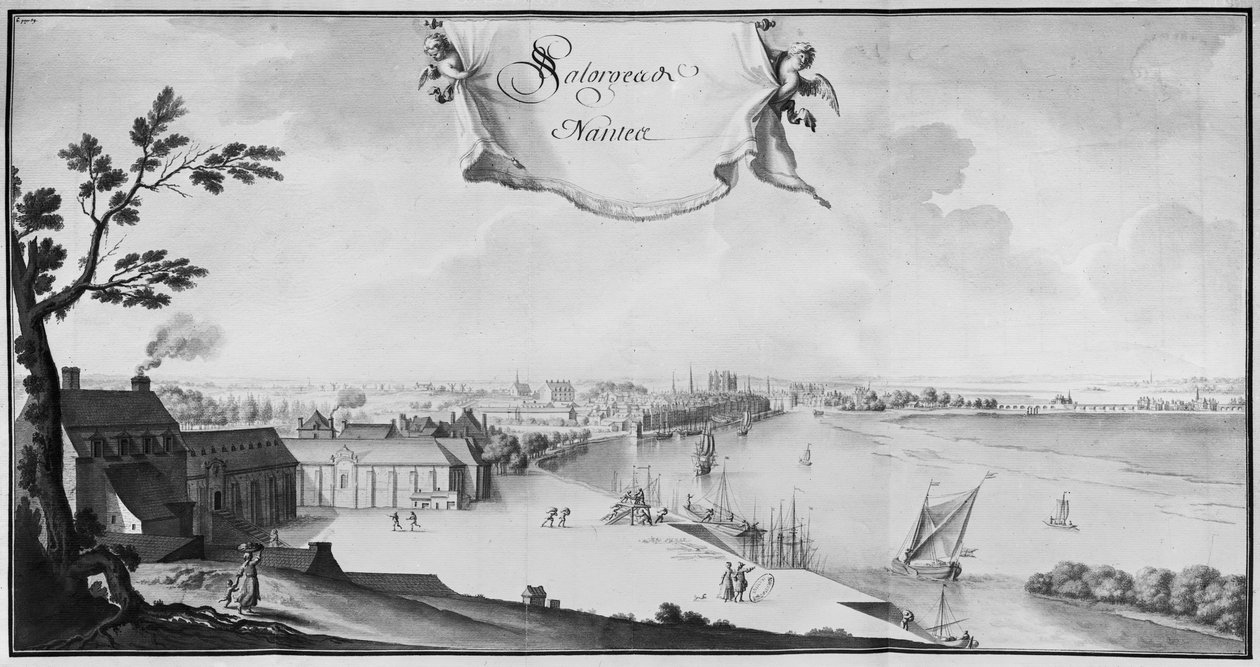 Ms 512 Suolavarastot Nantesissa, 1723 (lyijykynä ja pesu paperille) tekijältä French School