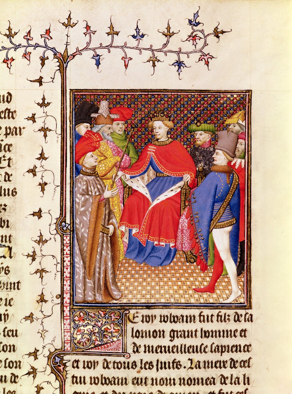 Ms 5193 Fol.52r Rosane vastaa kansan lähettiläille Giovanni Boccaccion (1313-75) n. 1410 De Casibus virorum illustrariumin Jean Sans Peur -painoksesta. tekijältä French School