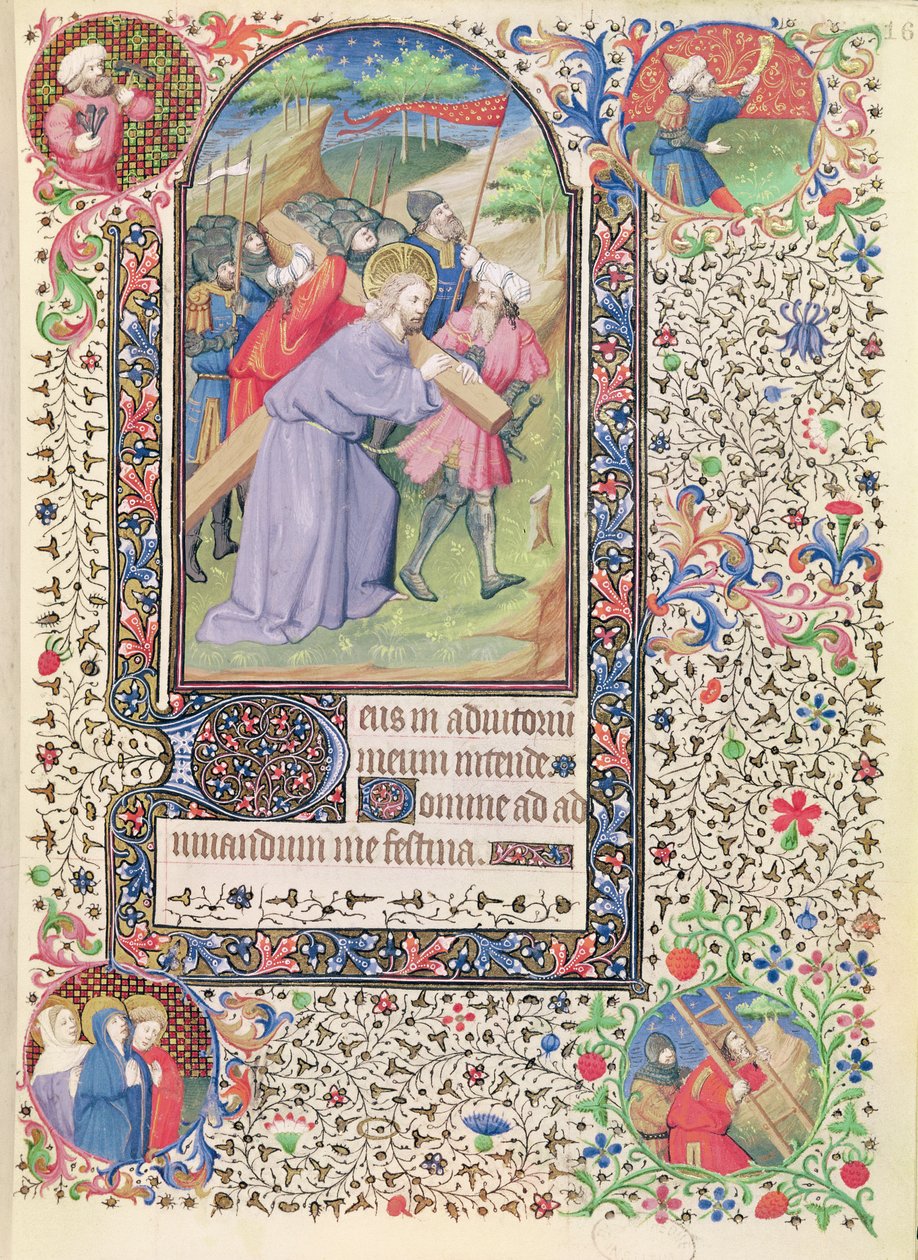Ms 547 fol.16 Ristin asemat, Poitiersin naisen käyttämästä Tuntikirjasta tekijältä French School