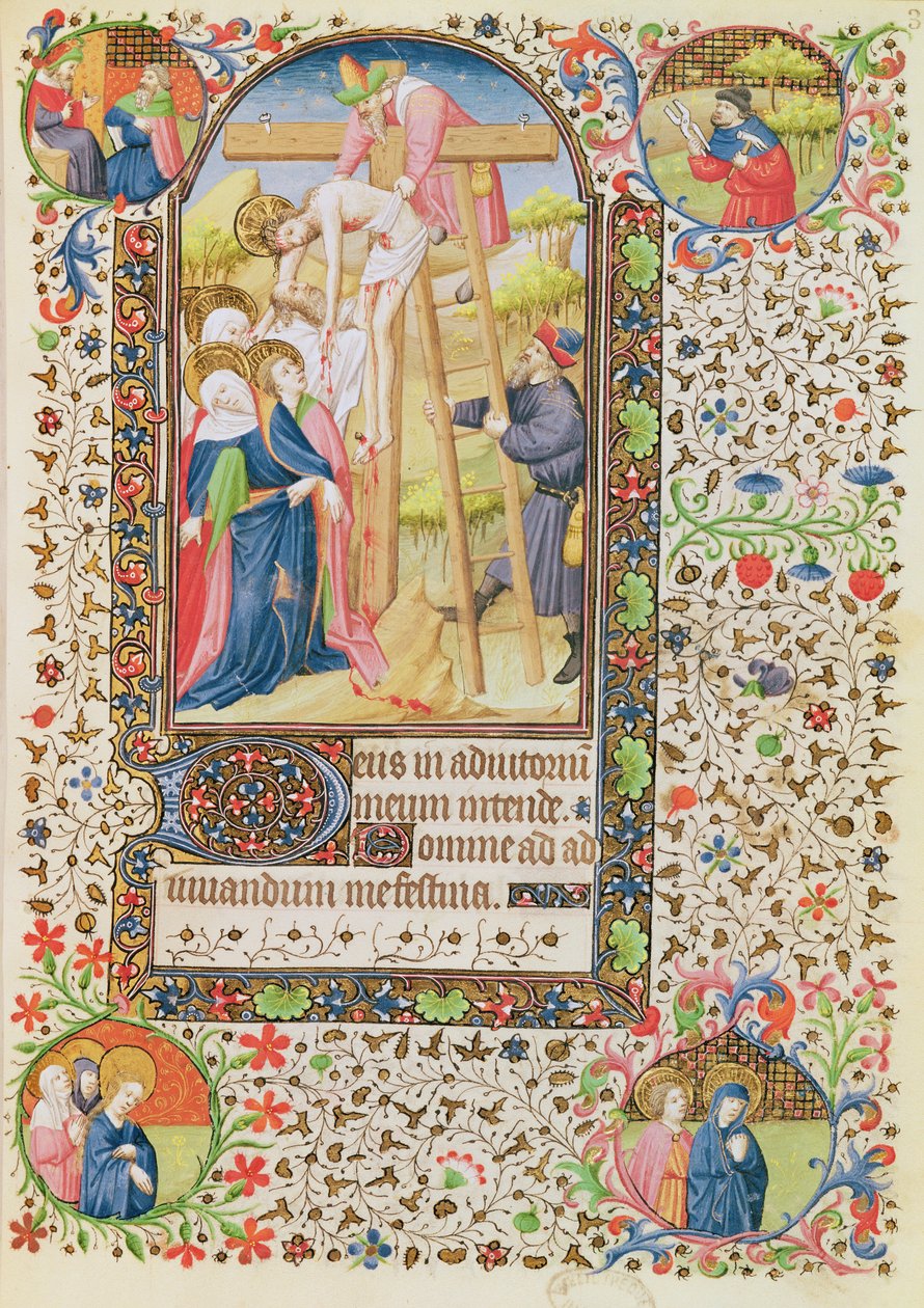Ms 547 fol.32 Laskeutuminen ristiltä, Poitiersin naisen käyttämä tuntikirja tekijältä French School